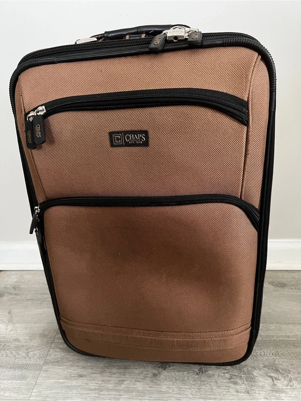 RARE Vintage Ralph Lauren Chaps Rolling Suitcase Luggage Tan